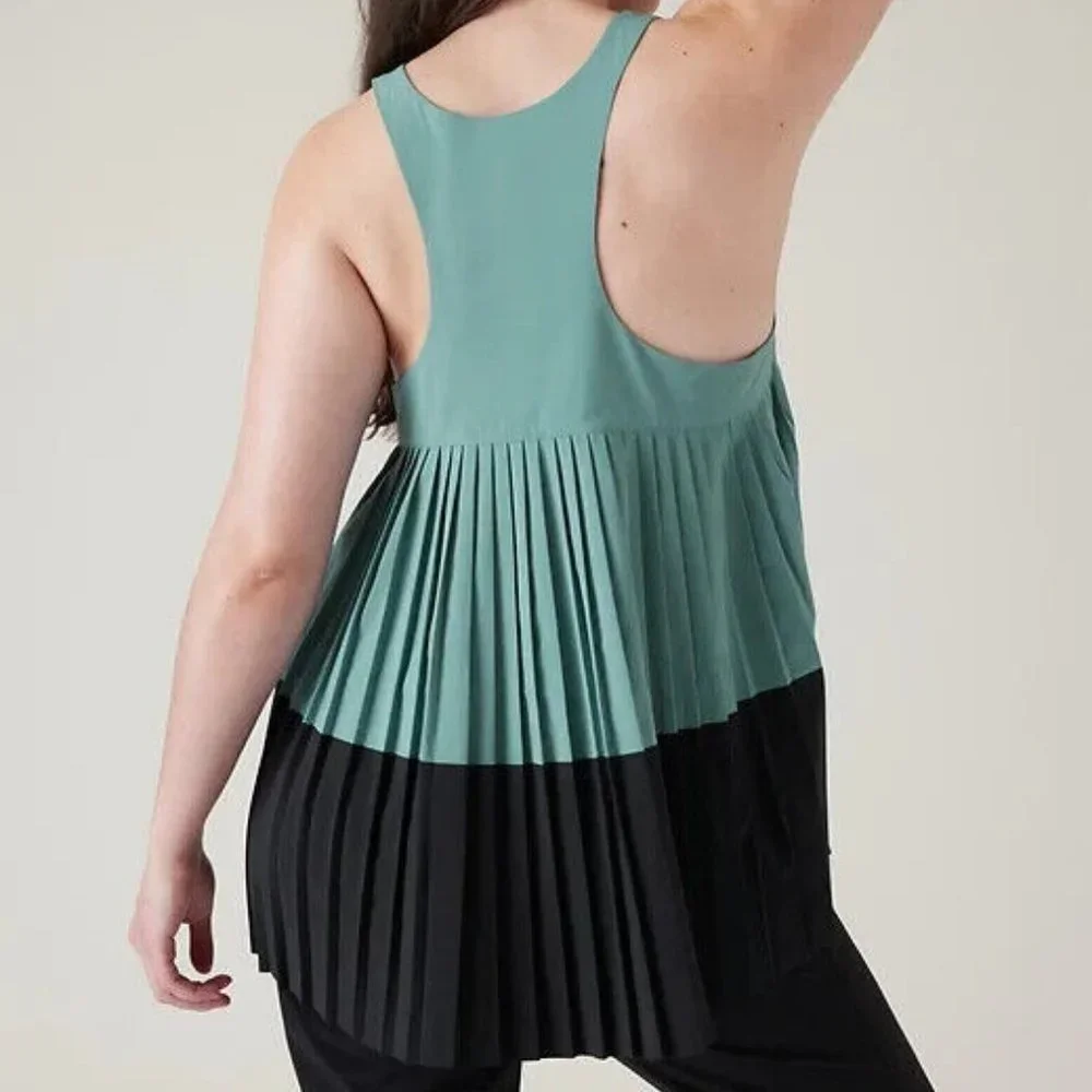 Athleta Swing Forward Pleated Tank size L Deep Ocean Teal - Picture 5 of 5